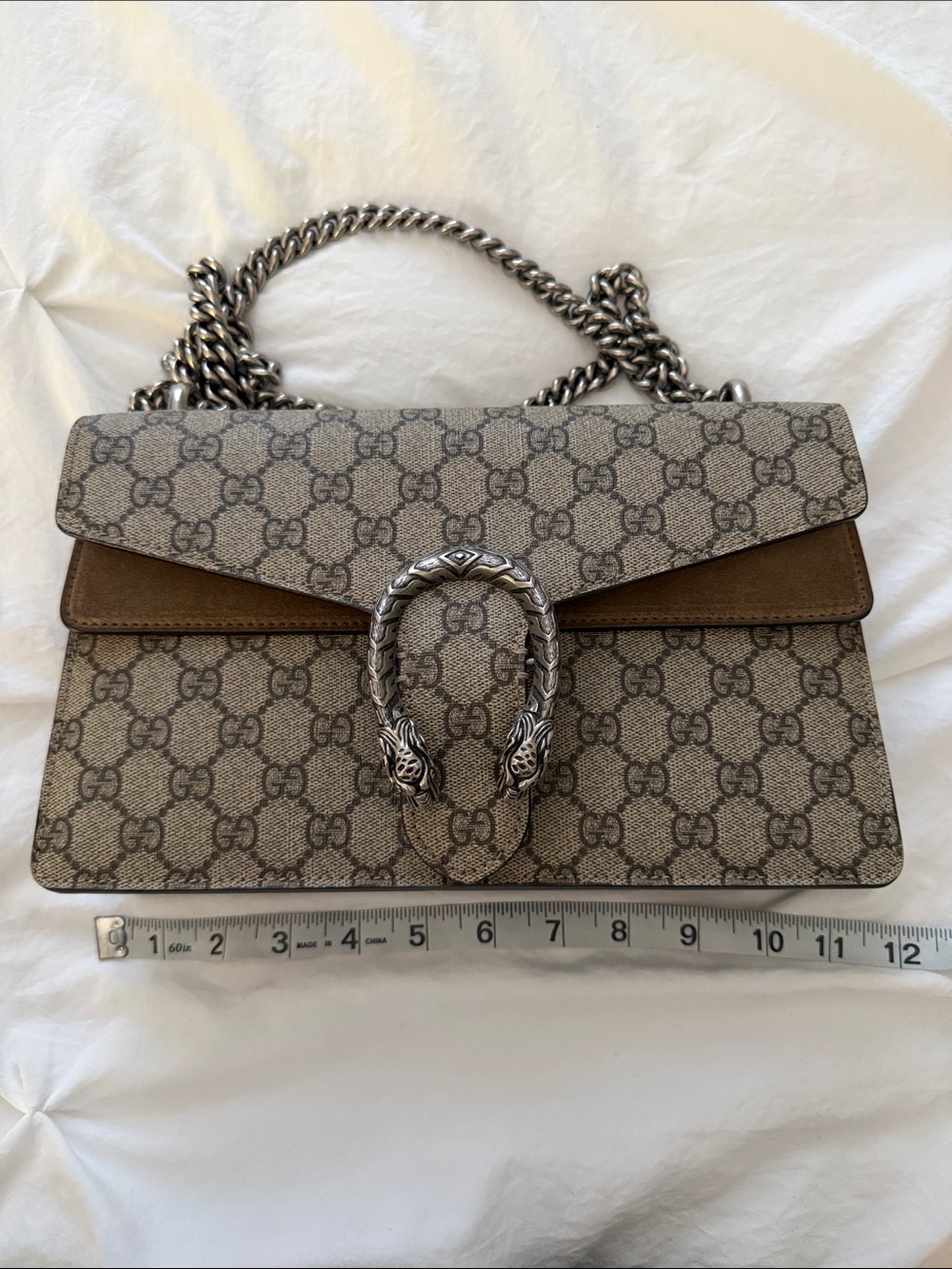 Gucci Beige Brown GG Supreme Dionysus Shoulder Bag - Picture 11 of 13